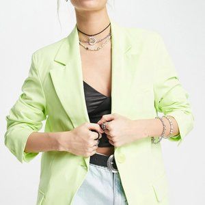 Bershka Oversized Blazer in Lime